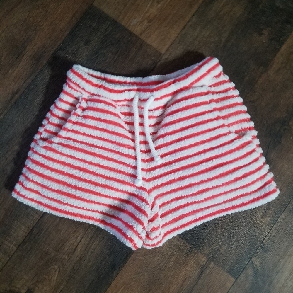 Jasine & ginger stripped  fleece lounge shorts